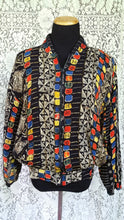 Load image into Gallery viewer, Indonesian Rayon Bomber Jacket - Bead Detail - Pockets - Street Style - Urban Style - Brooklyn Style - Hipster Jacket - Batik Jacket