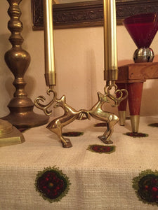 Dueling Reindeer Brass Candelabra - Boho Christmas - Candlestick Holder - Winter Wonderland - Stag Stags Buck Deer - Game of Thrones Decor