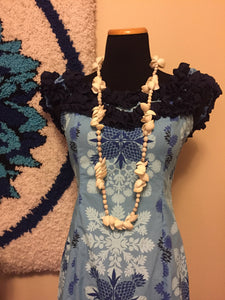 70s Long Blue Hawaiian Tiki Dress - Hibiscus - 70s Surfer Girl Dress - Long Hawaiian Dress - Hippie Boho Dress - 50s 60s Hawaiian Dress -