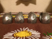 Load image into Gallery viewer, Set of 4 Pewter Piggy Napkin Rings - Set of Four - Silver Tone Metal Piglets - Farmhouse Dining - Barn Party Decor - Serving Utensils