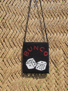 Black Beaded BUNCO Purse - Crossbody Purse - Lady Luck - Las Vegas - Small Evening Bag - Beaded Evening Purse - Dice Games - Gambler Gift