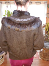 Load image into Gallery viewer, SOFT Vintage Angora Rabbit Fur Sweater - Rabbit Fur Buttondown - Womens Medium Large - Chocolate Brown Rabbit Fur - 80s Rabbit Fur Sweater