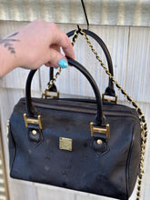 Load image into Gallery viewer, MCM | Black Monogram Visetos Nylon &amp; Leather Boston Style Hand Bag