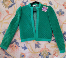 Load image into Gallery viewer, Vintage 1980s Self Indulgence Emerald Green Velvet Quilted Cropped Jacket