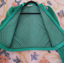 Load image into Gallery viewer, Vintage 1980s Self Indulgence Emerald Green Velvet Quilted Cropped Jacket