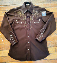 Load image into Gallery viewer, Vintage 1970s H Bar C California Ranchwear Embroidered Western Shirt in Chocolate Brown