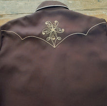 Load image into Gallery viewer, Vintage 1970s H Bar C California Ranchwear Embroidered Western Shirt in Chocolate Brown