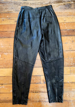 Load image into Gallery viewer, Vintage 80s Cedars Pleated Black Leather Tapered Pants