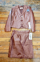 Load image into Gallery viewer, Vintage Deadstock Lew Magram Metallic Ruby Leather Skirt Suit Set NWT 16