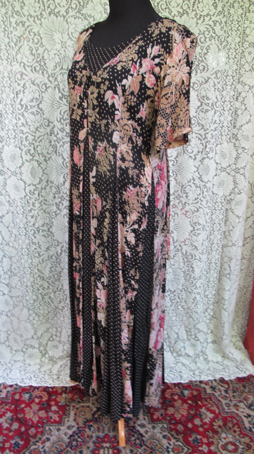 90s Long Romantic Cottage Floral Dress - Languid Floral Dress - Flower Revival Vintage 90s Long Romantic Cottage Floral Dress - Languid Floral Dress - Flower Revival Vintage