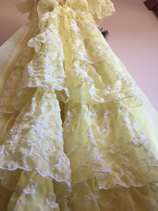 Midcentury Debutante Dress - Flounce Bustle - Victorian Style Gown - Beauty and the Beast Yellow Belle Dress - Small XS - Civil War Dress