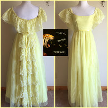 Load image into Gallery viewer, Midcentury Debutante Dress - Flounce Bustle - Victorian Style Gown - Beauty and the Beast Yellow Belle Dress - Small XS - Civil War Dress