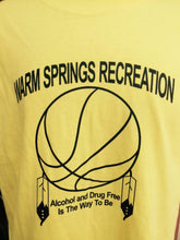Load image into Gallery viewer, Vintage WARM SPRINGS Alcohol Drug Free T-shirt - Mens Large - Mens Yellow Shirt - Oregon T-shirt - Basketball Feather Dreamcatcher -