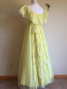 Midcentury Debutante Dress - Flounce Bustle - Victorian Style Gown - Beauty and the Beast Yellow Belle Dress - Small XS - Civil War Dress