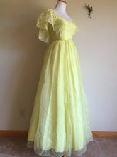 Load image into Gallery viewer, Midcentury Debutante Dress - Flounce Bustle - Victorian Style Gown - Beauty and the Beast Yellow Belle Dress - Small XS - Civil War Dress
