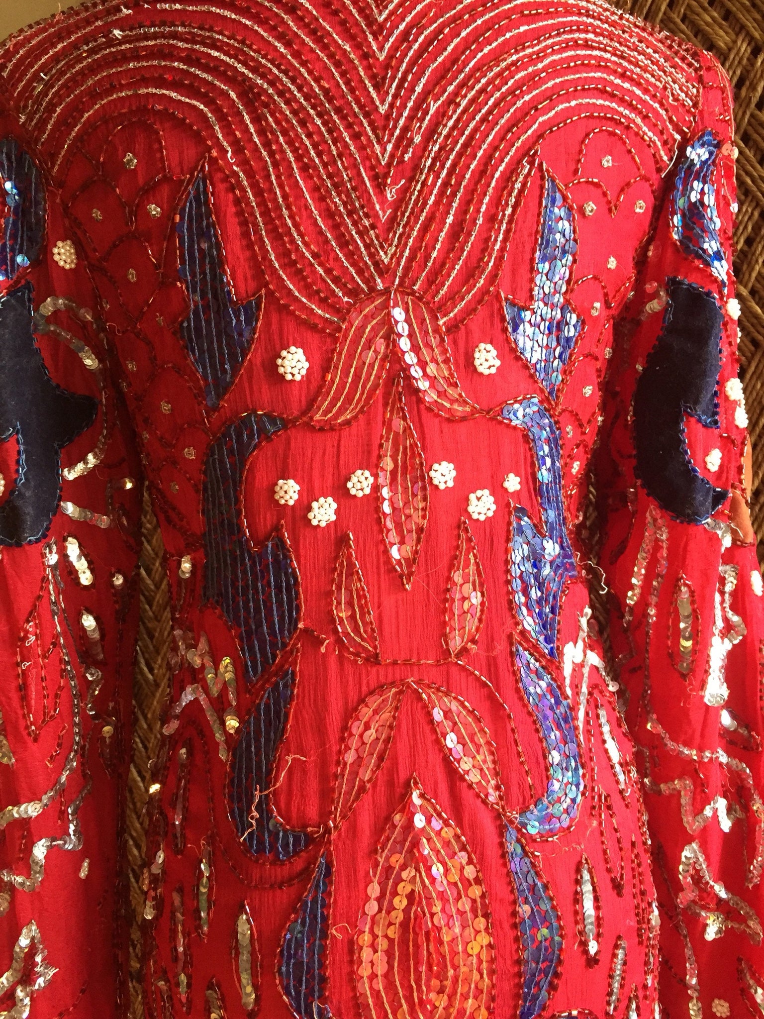 art deco red dress Art Deco Fringe Flapper Dress in Red L / Red