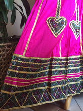 Load image into Gallery viewer, Pink Banjara Embellished Ghagra Skirt - Womens Medium Large - Indian Silk Cotton Skirt - Long Ethnic Maxi Skirt - Lehenga Choli Skirt