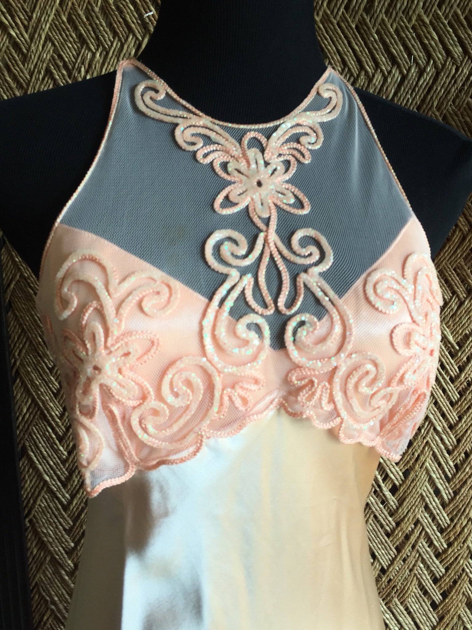 90s Silky Peach Pastel Prom Dress - Womens Medium - Halter Neckline Pr Revival Vintage 90s Silky Peach Pastel Prom Dress - Womens Medium - Halter Neckline Pr Revival Vintage