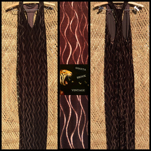 SCOTT MCCLINTOCK Brown Racer Back Long Stretchy Velvet Dress-  Womens 4 Small - Squiggly Line Optical Illusion - Sleeveless 90s Velvet Dress