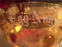 Load image into Gallery viewer, EGG NOG Depression Glass Bowl - Jeanette Glass Floragold Moderne - Northwood Marigold - Orange Carnival Glass - Christmas Serving Bowl