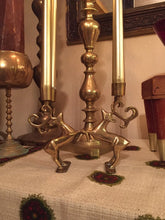 Load image into Gallery viewer, Dueling Reindeer Brass Candelabra - Boho Christmas - Candlestick Holder - Winter Wonderland - Stag Stags Buck Deer - Game of Thrones Decor