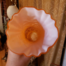 Load image into Gallery viewer, Orange Frosted Glass Vase - Faceted Glass Vase - Orangesicle - Tulip Vase - White Interior - Clear Frosted Facet Cut Glass Outer Layer