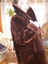 Load image into Gallery viewer, Vintage Chunky Brown Faux Fur Coat - Unisex Womens Medium Large XL Mens Large - Fake Fur Coat - Festival Coat Festival Fashion - Winter Coat