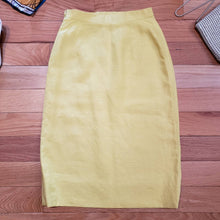Load image into Gallery viewer, 60s Canary Yellow Tweed Pencil Skirt - Womens Small XS - Vintage Tweed Skirt - Small 60s Pencil Skirt - Secretary Skirt - Mad Men Skirt