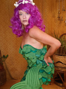 Handmade Mermaid Costume - Handmade Vintage Mermaid Costume - Sea Witch - Siren Costume - Starbucks Logo - Fish Scales - Womens Large XL