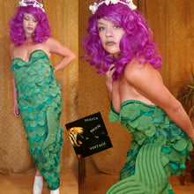 Load image into Gallery viewer, Handmade Mermaid Costume - Handmade Vintage Mermaid Costume - Sea Witch - Siren Costume - Starbucks Logo - Fish Scales - Womens Large XL