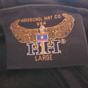 HENSCHEL Black Leather Newsboy Cap - LARGE - Motorcycle Biker Hat - Vintage Leather Moto Cap