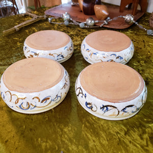 Set of 4 Stoneware Pottery Bowls - Signed by Artist - Handmade Wheel Thrown - Boho Kitchen - Stoneware Dip Bowls - Set of Four - Ceramic