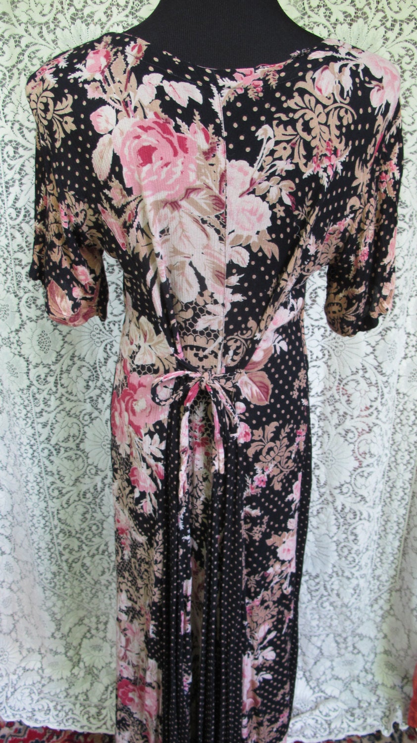 90s Long Romantic Cottage Floral Dress - Languid Floral Dress - Flower Revival Vintage 90s Long Romantic Cottage Floral Dress - Languid Floral Dress - Flower Revival Vintage