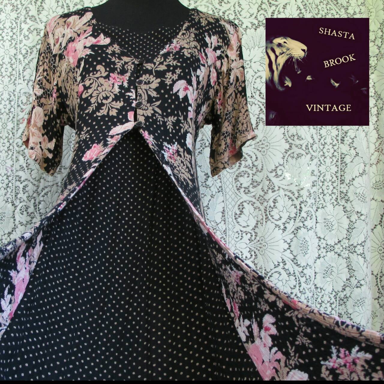 90s Long Romantic Cottage Floral Dress - Languid Floral Dress - Flower Revival Vintage 90s Long Romantic Cottage Floral Dress - Languid Floral Dress - Flower Revival Vintage